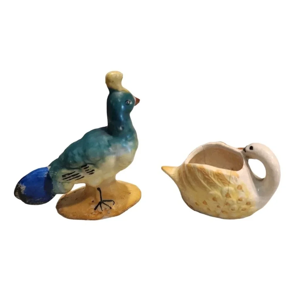 Vintage Occupied Japan Figurines‎ Pheasant Swan Birds Toothpick Holder